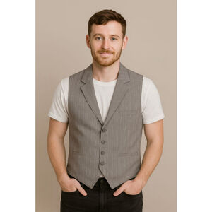 NWT Turtle Men’s Gray Vest 42R – 4 Button Sleeveless Suit Vest